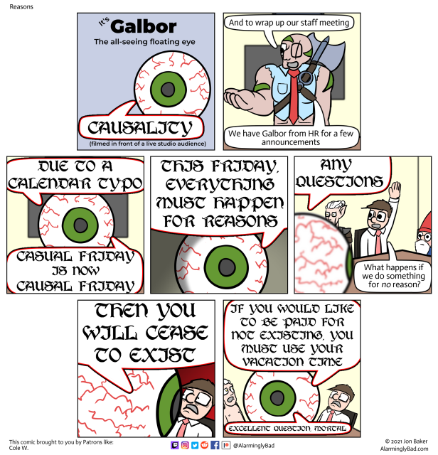 Alarmingly Bad comic about causal Friday