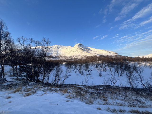 Mountains at dawn. Peaks kissed by the rising sun. 