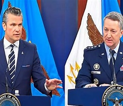 Hegseth and Caine at a press conf: