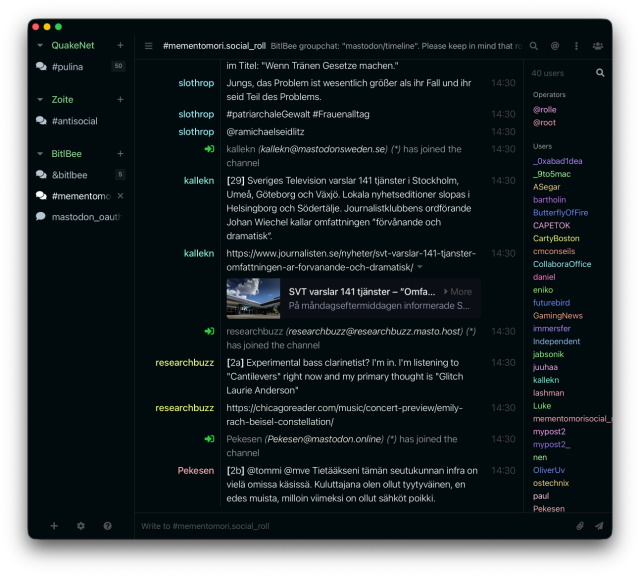 thelounge IRC client screenshot