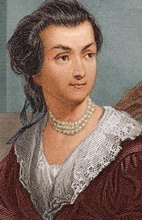 An engraving of Abigail Adams from around the 1850s. She is a white woman with dark hair.