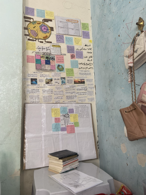 Noor's wall of medical terminology.