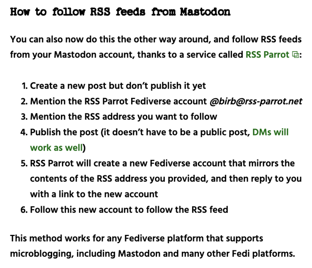 How to follow RSS feeds from Mastodon