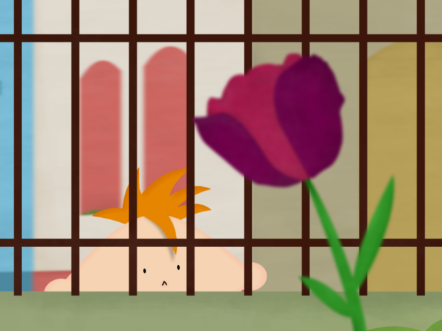Film cover image showing a boy looking longingly at a flower through a fence, license: Creative Commons Attribution-NonCommercial-NoDerivatives 4.0 International (CC BY-NC-ND 4.0), Jorge del Campo Andrade / 'Ladrón de Flores' short film