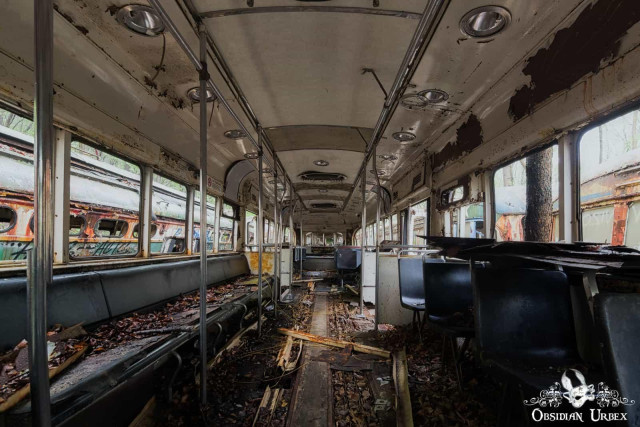 Interior of decaying streetcar