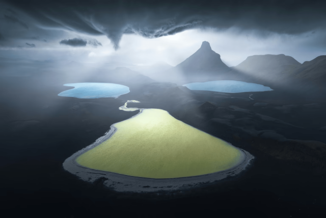 lake and mountains seen from above