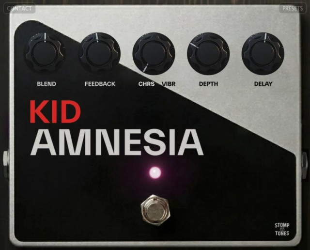 Kid Amnesia Delay Chorus FX pedal plugin UI.