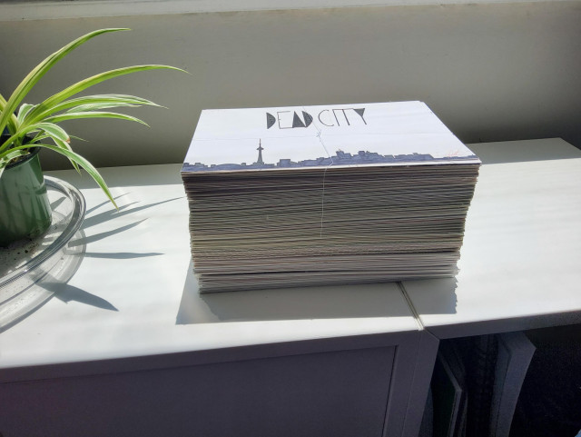 Photo of all 333 physical Dead City pages in a stack.