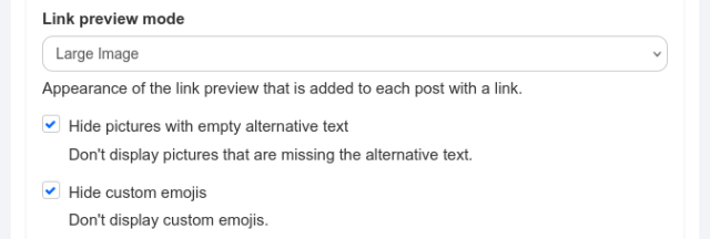 A feature in Friendica that hides images without alt text.