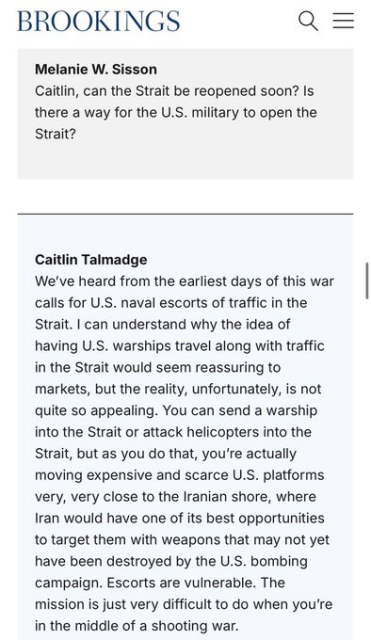 From C Talmage: concerns about the SoH reopening: not appealing so close to Iran...