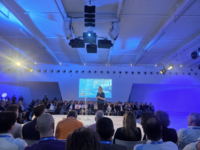 Pic of Marietje Schaake on the main stage at the Nextcloud conference