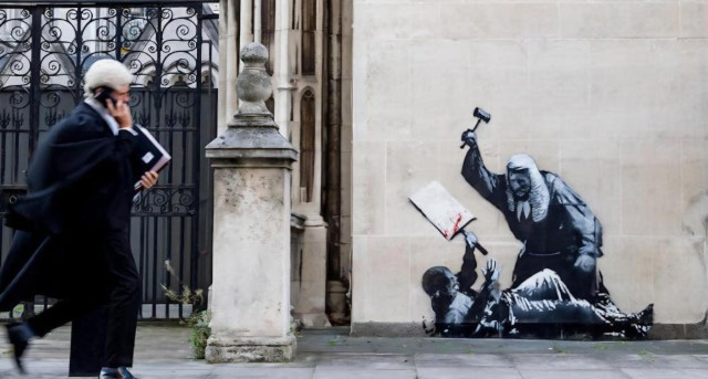 Banksy judge beating protester