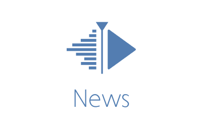 kdenlive logo with the word "news" under it, both in blue on a white bacground