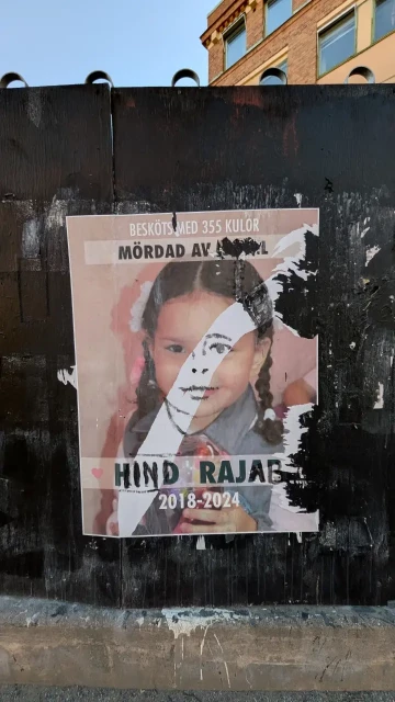 A painted portrait of Hind Rajab, a girl who was shot with 355 bullets as she tried to escape death.