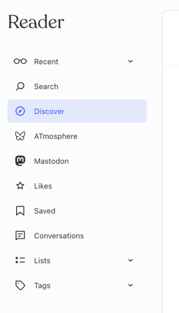 Screenshot of a preview of part of the interface of the WordPress.com Reader interface