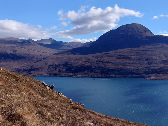 Over Little Loch Broom, mountains including the domed shape of Sail Mhòr
