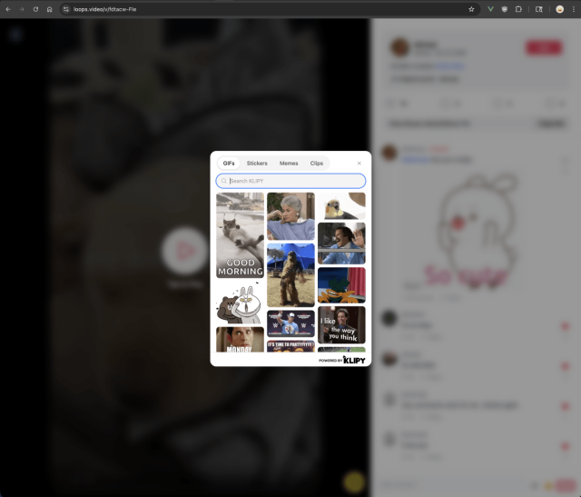 Loops new reaction gif feature on web