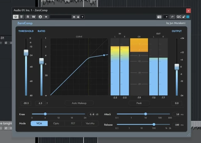 ZeroComp plugin UI.