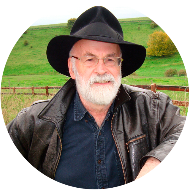 A photograph of Sir Terry Pratchett