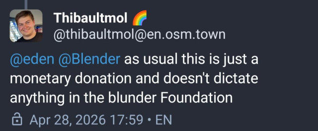 Screenshot of the previous post. It reads "blunder Foundation" instead of "Blender Foundation".