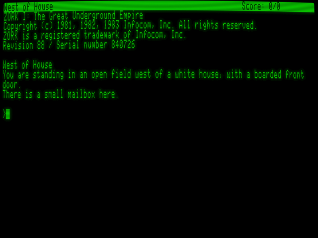 screenshot of Zork I: The Great Underground Empire