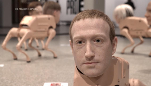 “Robot dogs with hyper-realistic silicone heads modeled after world-renowned figures — including Elon Musk, Mark Zuckerberg, Jeff Bezos, Andy Warhol and Pablo Picasso — can be seen roaming around a Berlin museum, occasionally “pooing” printed images of their surroundings which they’ve previously captured with integrated cameras.”

source https://apnews.com/article/germany-berlin-robot-dogs-beeple-bezos-digital-art-4a2be2a4a4490553ad68c27beedfe83a