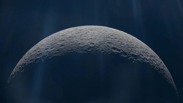 The cratered surface of the top of the Moon