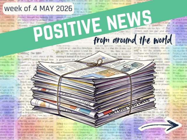 Rainbow clouds against a newspaper background. Text reads the same as the text in the post.
