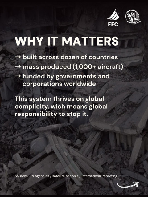 POURQUOI C'EST IMPORTANT
— construit dans une douzaine de pays
— produit en série (plus de 1 000 appareils)
— financé par des gouvernements et des entreprises du monde entier

Ce système prospère grâce à une complicité mondiale, ce qui implique une responsabilité mondiale pour y mettre fin.
Sources : agences des Nations Unies / analyses satellitaires / reportages internationaux