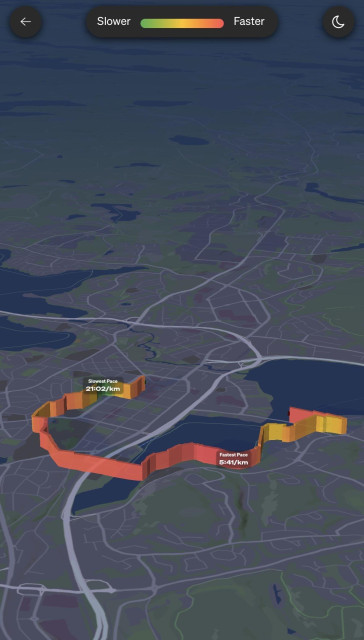 INTVL screenshot, fastest pace 5:41.