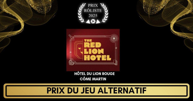 Une image qui montre la couverture en anglais du jeu, pour une raison qui m'échappe, et qui indique qu'il a remporté le prix du jeu alternatif dans le cadre du Prix Rôliste de l'année passée