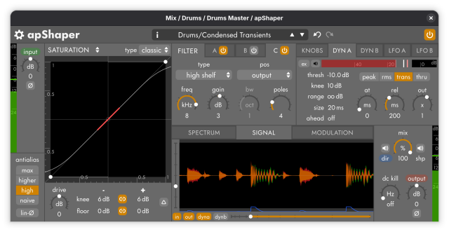 apShaper plugin UI.
