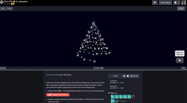 Screenshot of my CodePen demo page, showing it was created 5 years earlier.