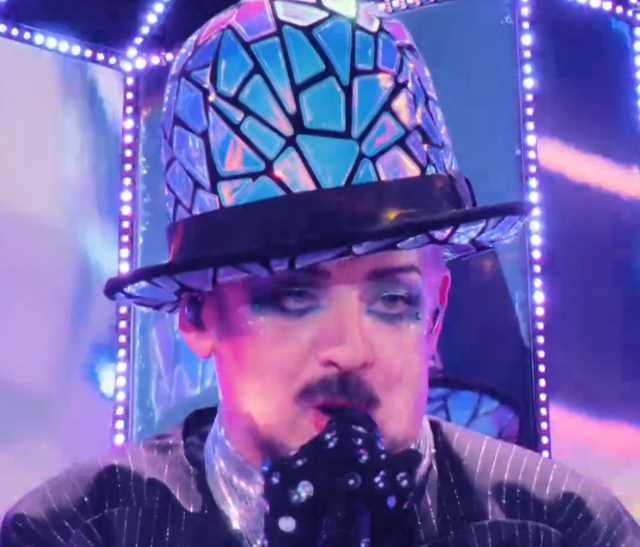 Superstar, by San Marino in Eurovision, colorful hat, a man with a moustache