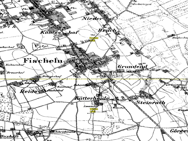 Historische Karte: Krefeld-Fischeln, aufgenommen 1891–1912 (Preußische Neuaufnahme). Quelle: Geobasis NRW, Datenlizenz Deutschland Zero 2.0.