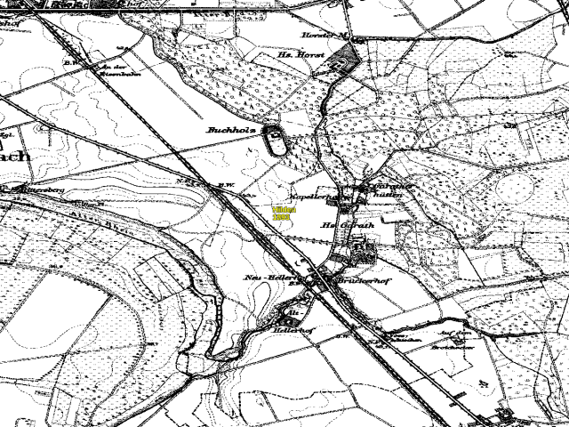 Historische Karte: Düsseldorf-Garath, aufgenommen 1891–1912 (Preußische Neuaufnahme). Quelle: Geobasis NRW, Datenlizenz Deutschland Zero 2.0.
