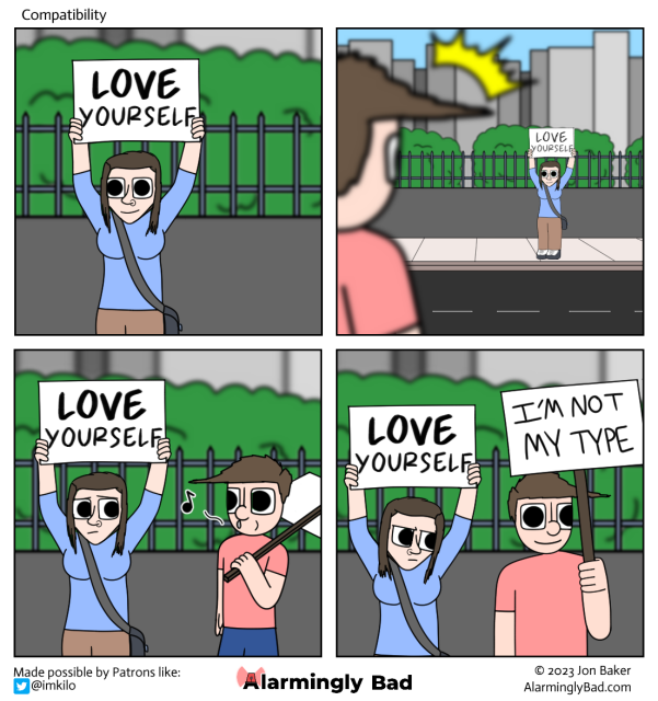 Alarmingly Bad comic about loving yourself