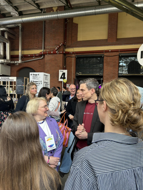 Katja Mast talking to Matthias Pfau from Tuta at Republica