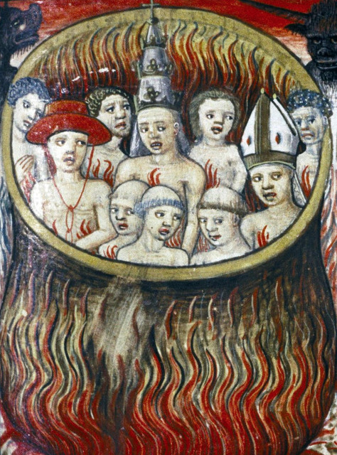 Boiled clergy. Livre de la Vigne nostre Seigneur, France ca. 1450-1470. Bodleian, MS. Douce 134, fol. 85r.
#medieval #MedievalArt
