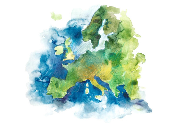 Watercolor image of Europe