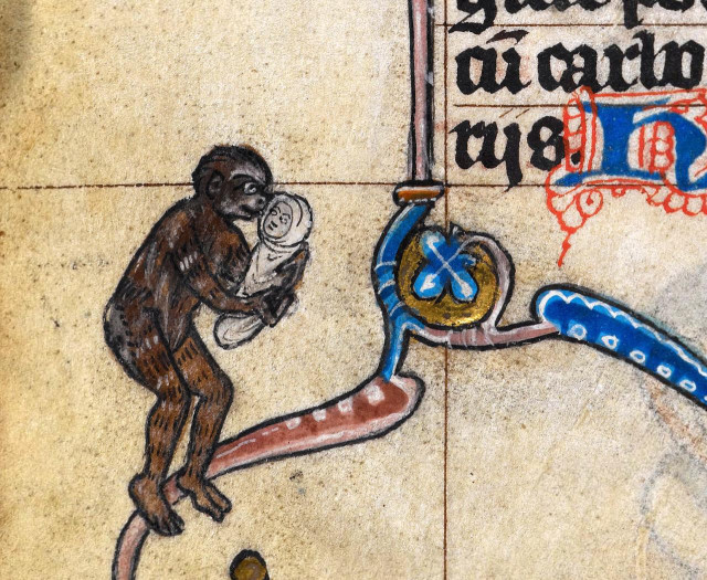 Medieval baby Tarzan. ‘The Maastricht Hours’, Liège 14th century. British Library, Stowe 17, fol. 189v.
#medieval #MedievalArt