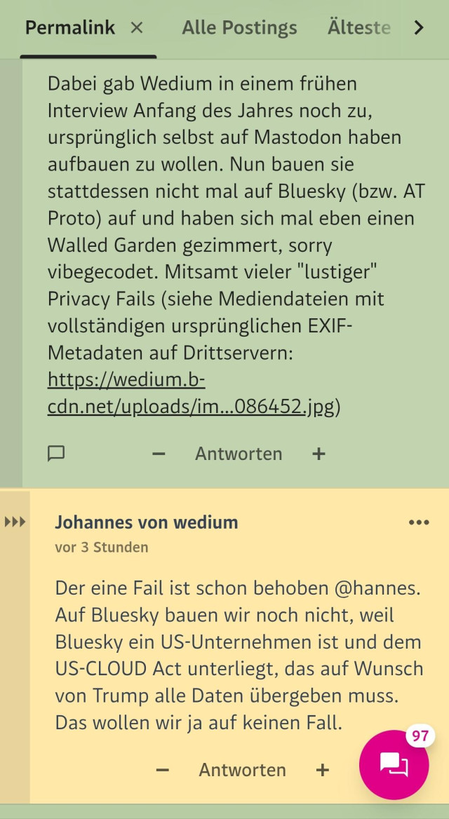 Reply from Johannes from wedium in the comments section of the Austrian newspaper 'Der Standard'. 