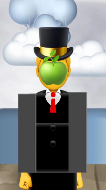 a magritte painting made with emojis