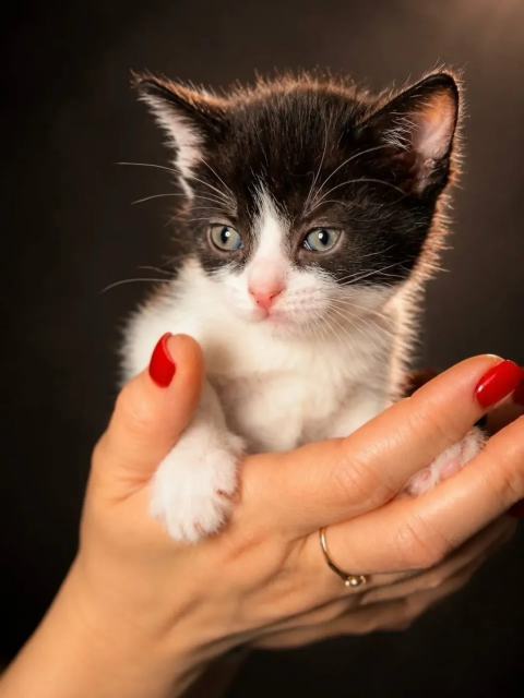 Kitty being held softly 