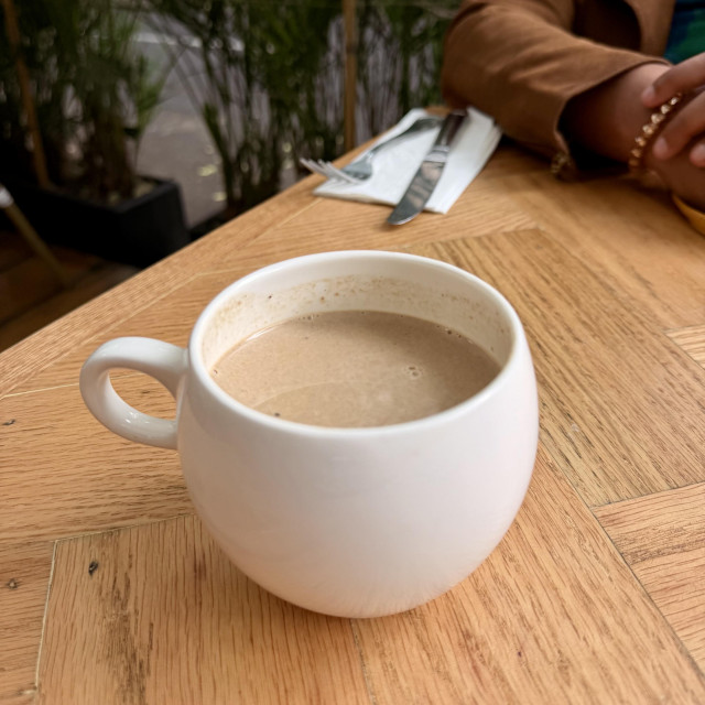 A photo of a beverage made of cacao and masa 