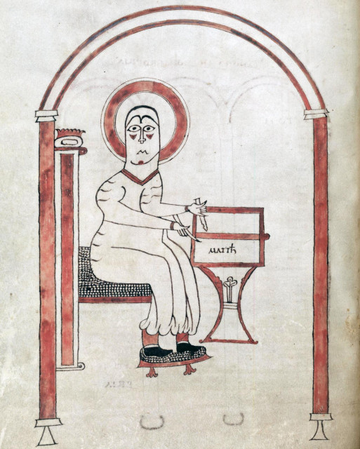 St. Matthew writing his #Gospel. Gospels, Britanny 9th-10th century. Bodleian Library, MS. Auct. D. 2. 16, fol. 28v.
#medieval #MedievalArt