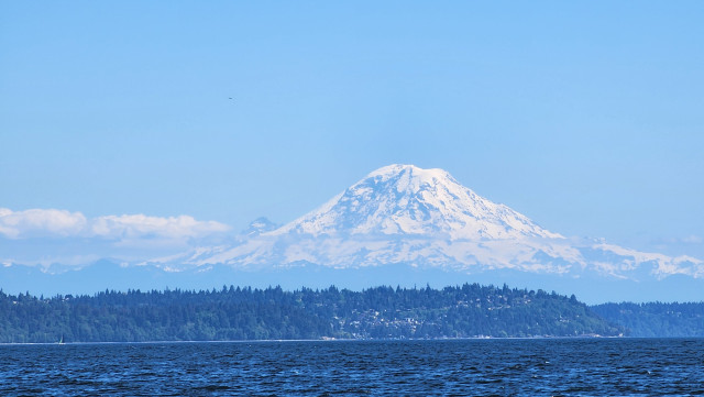 Photo of Tahoma (aka Mount Rainier) with West Seattle and Puget Sound in the foreground