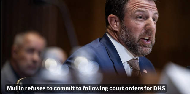 Pic of Mullin, text: Mullin refuses to commit to follow the law: