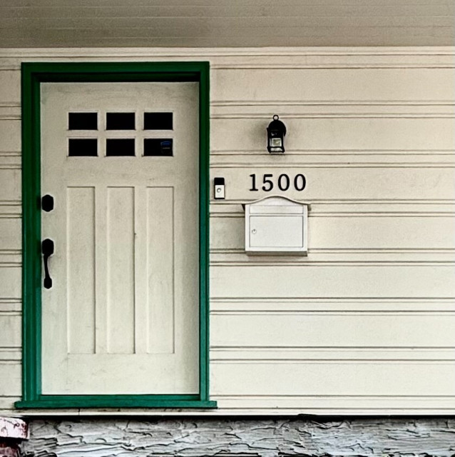 White door with green trim