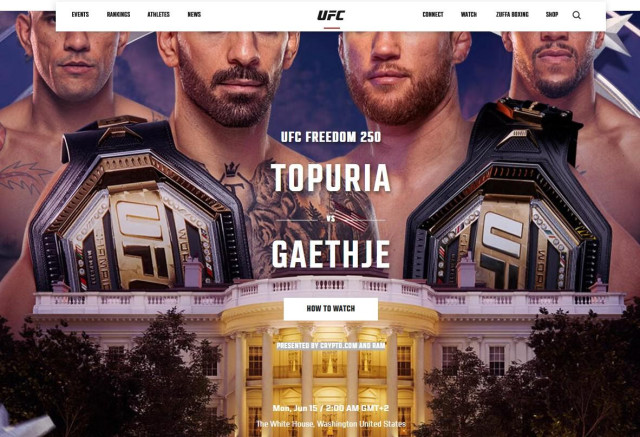 UFC website fight at white house presented by crypto.com